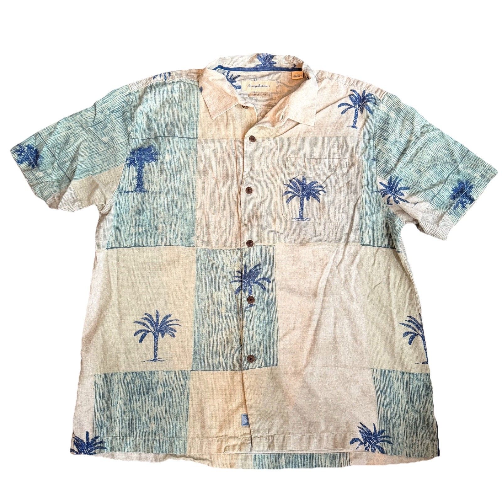 Tommy Bahama Shirt Men's Xl/Tg Original Fit Silk Button-Up Short Sleeve Beach